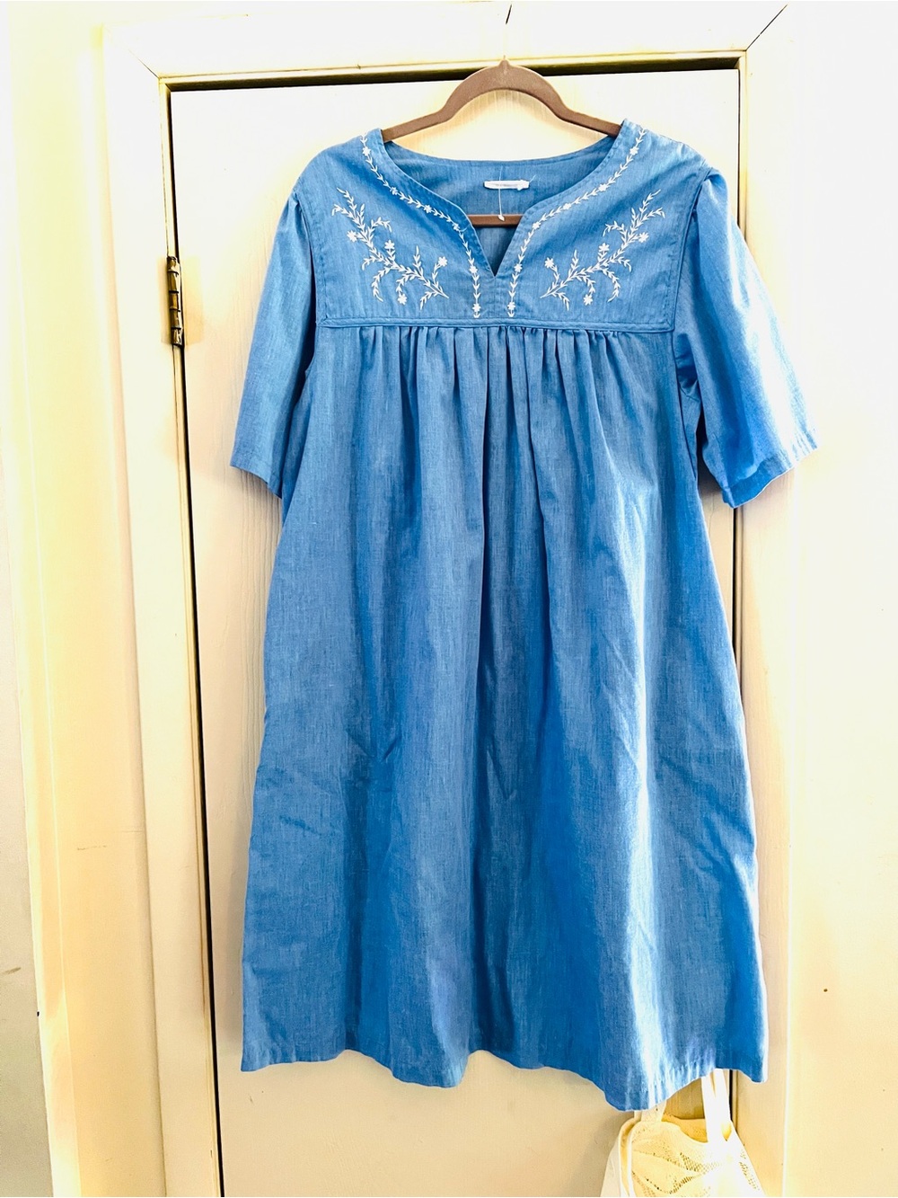 VTG Cottagecore Embroidered Prairie Peasant Festival Hippie Muumuu L
